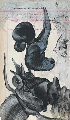 Virgil Grotfeldt, Past Present Tense No. 97, 2003
Coal Powder and Watercolor on Found Paper, 14 x 8 1/4 in. (35.6 x 21 cm)
VGR-078