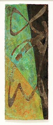 Jim Martin, ATM, 2010
Acrylic, copper leaf, patina on paper, 16 x 6 in. (40.6 x 15.2 cm)
JMA-003