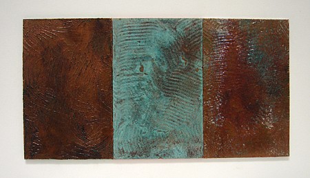 Jim Martin, SPM-007, 2009
Acrylic, copper leaf and patina on masonite, 5 1/2 x 10 1/2 in. (14 x 26.7 cm)
JMA-015