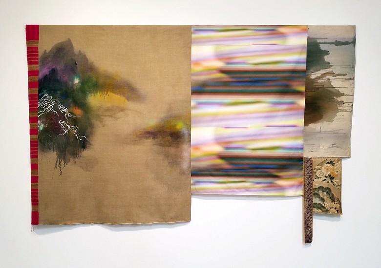 Jackie Tileston, Realm of Improbable Flux, 2018
Oil , enamel, pigment, spray paint on linen, fabric, 72 x 144 in.
JTI-066