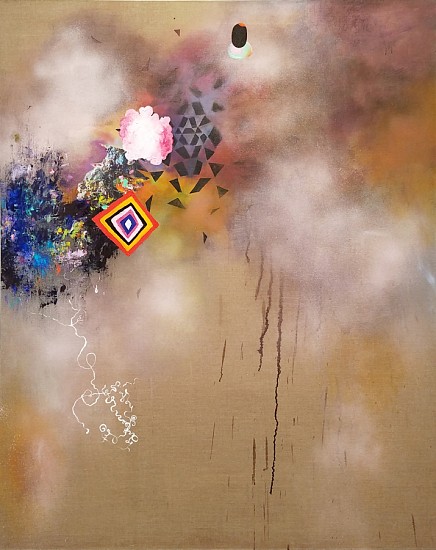 Jackie Tileston, Theories of Dissolution, 2018
Oil , enamel, glitter, spray paint on linen, fabric, 60 x 48 in.
JTI-067