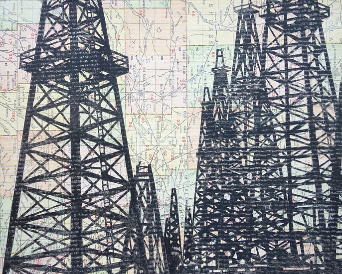 William Steiger, Derricks, 2019
collage of found and cut paper, vintage map, goauche, glue, 8 x 10 in.
WST-073