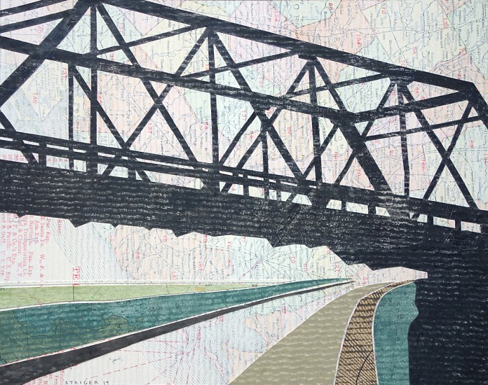 William Steiger, Under the Bridge, 2019
collage of found and cut paper, vintage map, goauche, glue, 8 x 10 in.
WST-079