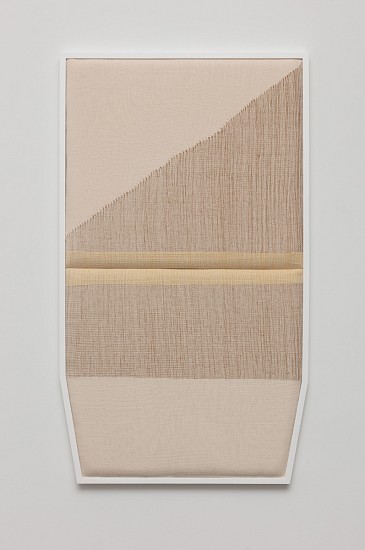 Ana Esteve Llorens, Untitled (P.O.L. with Horizontal and Diagonal), 2022
 natural cotton, jute, hemp, zacatlaxcalli dye, foam, poplar wood, acrylic paint, wax, 55 3/4 x 32 1/4 x 2 1/2 in.
AEL-010