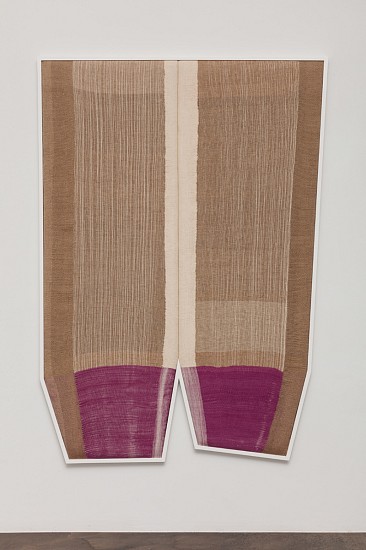 Ana Esteve Llorens, Untitled (P.O.L. with Tall Vertical and Purple), 2022
natural cotton, jute, hemp, cochineal dye, foam, poplar wood, acrylic paint, wax, 85 x 60 1/2 x 2 1/2 in.
AEL-012