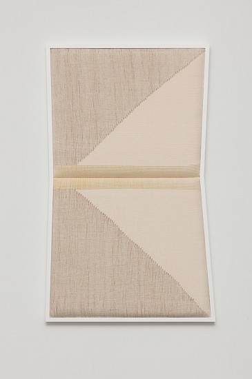 Ana Esteve Llorens, Untitled (P.O.L. with Opening Diagonals), 2022
 natural cotton, jute, hemp, zacatlaxcalli dye, foam, poplar wood, acrylic paint, wax, 53 1/2 x 32 3/4 x 2 1/2 in.
AEL-007