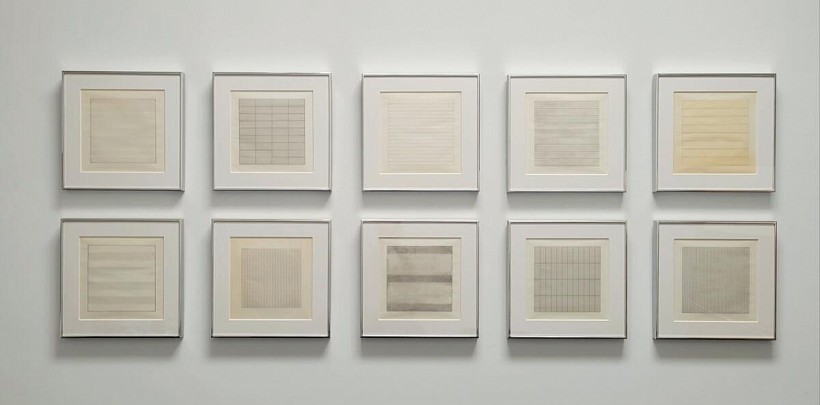 In the Viewing Room: Agnes Martin, Theresa Chong, Anna Bogatin Ott, and Jacob El Hanani - Installation View